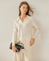 Pull en Cachemire Pur pour Femmes avec Col Polo